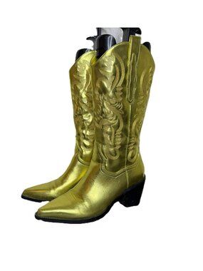 Billini "Danilo" Gold Metallic Western Cowboy Boots, Size 8
